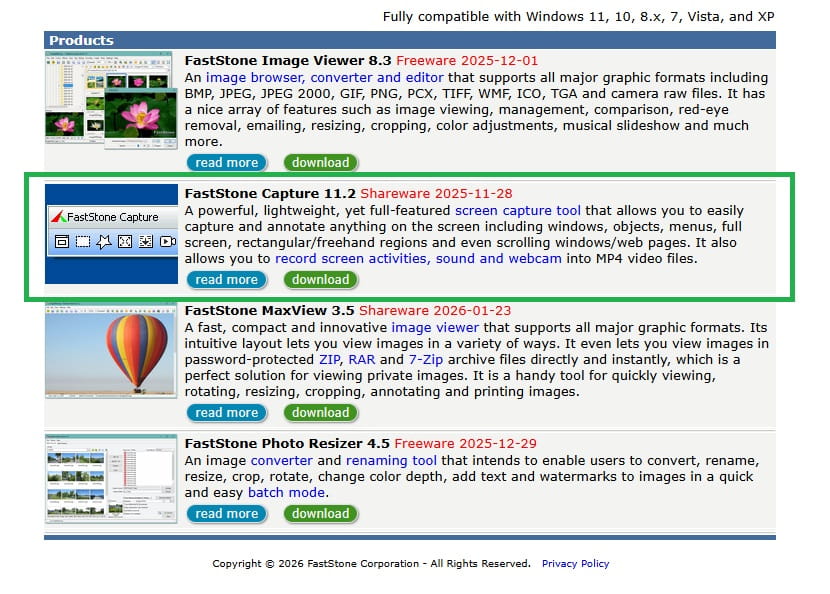 Select the FastStone Capture  Screen Capture Tool
