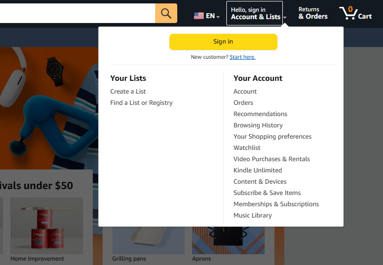 Sign Up Option for Amazon Basic Account