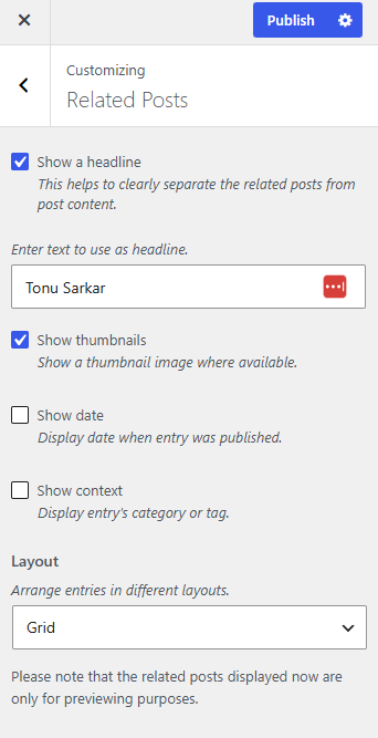 Theme Related Posts Configuration